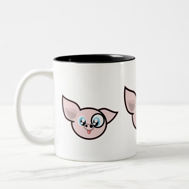 Tasse 2 Couleurs Tête de cochon rose drôle (Gauche)