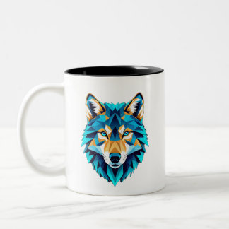 Tasse 2 Couleurs Tête de loup géométrique – Animal en basse polyécl