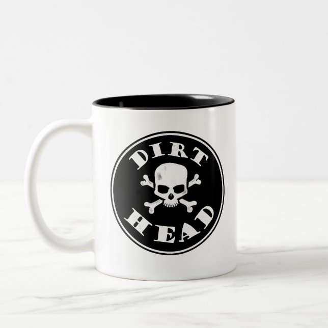 Tasse 2 Couleurs Tête droite, Texte noir avec crâne (Gauche)