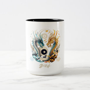 Tasse 2 Couleurs Tête du dragon de Ying yang 2024