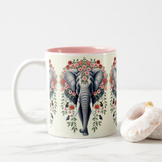 Tasse 2 Couleurs Tête Et Fleurs D'Éléphant