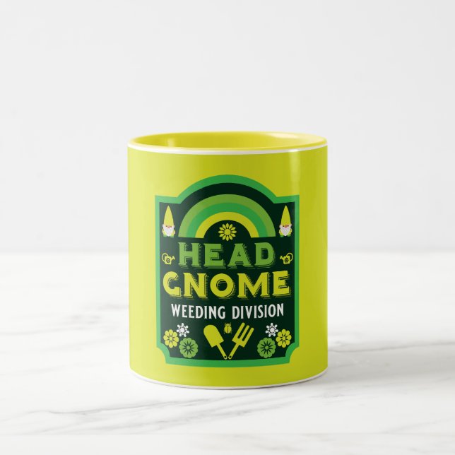 Tasse 2 Couleurs Tête Garden Gnome Weeding (Centre)