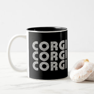 Tasse 2 Couleurs Texte blanc moderne Corgi