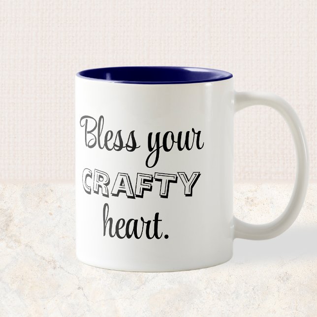 Tasse 2 Couleurs Texte personnalisé, bénissez votre cœur créatif (Créateur téléchargé)