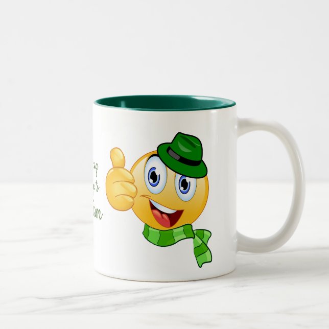 Tasse 2 Couleurs Texte personnalisé Pouce vers le haut Emoji avec C (Droit)