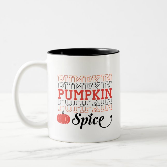 Tasse 2 Couleurs Texte répété citrouille - Automne (Gauche)