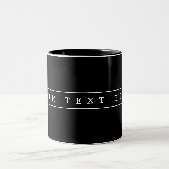Tasse 2 Couleurs Texte simple élégant et bandes fines (Centre)