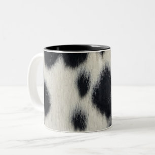 Tasse 2 Couleurs texture de cuir de peau de fourrure de vache noir