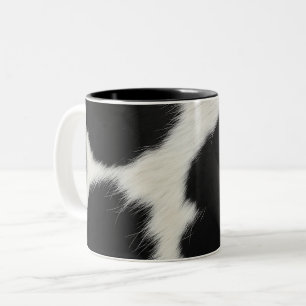 Tasse 2 Couleurs texture de cuir de peau de fourrure de vache noir