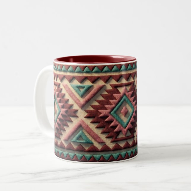 Tasse 2 Couleurs Textured Modern Geometric Southwest Style  (Devant gauche)