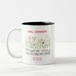 Tasse 2 Couleurs Thank You For Helping Me Grow Personalized Teacher