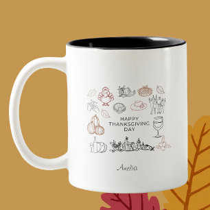 Tasse 2 Couleurs Thanksgiving Élégant minimaliste
