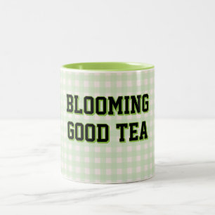 Tasse 2 Couleurs THÉ À FAIRE FLEURIR fond à carreaux verts