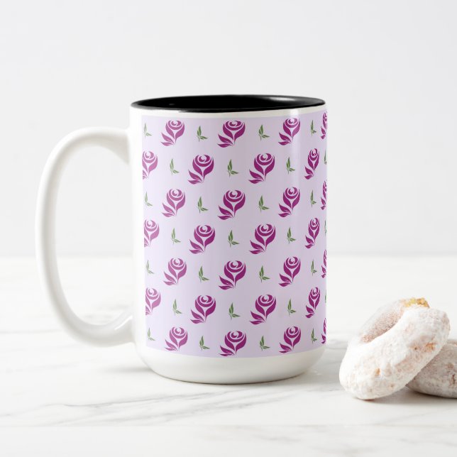 Tasse 2 Couleurs Thème ambiance jardin de roses (Avec donut)