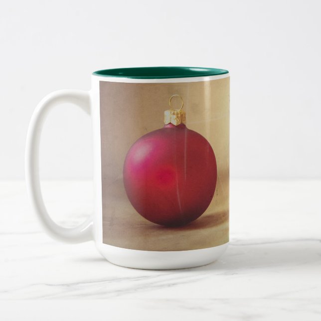 Tasse 2 Couleurs thème de Noël avec boule de Noël (Gauche)