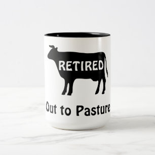 Tasse 2 Couleurs Thème de vache drôle Humour de retraite à la pâtur