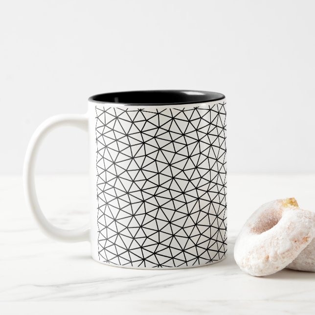 Tasse 2 Couleurs Thème moderne lignes noires et blanches (Avec donut)