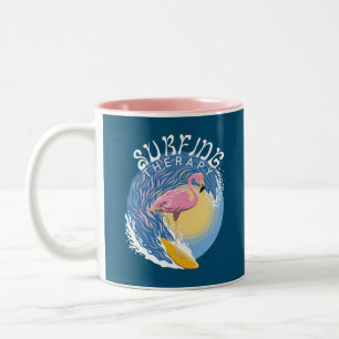 Tasse 2 Couleurs Thérapie de surf - Flamant rose d'été