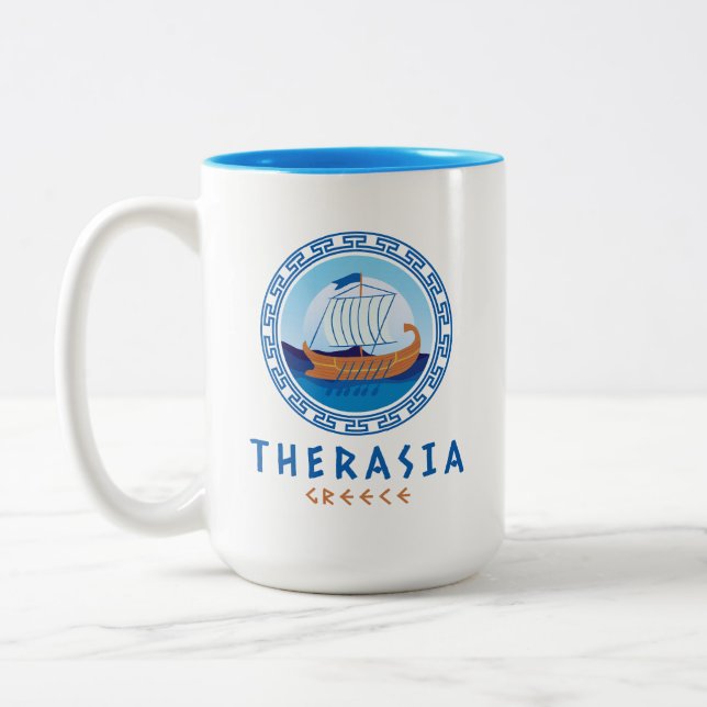 Tasse 2 Couleurs Therasia, Grèce Conception des navires grecs (Gauche)
