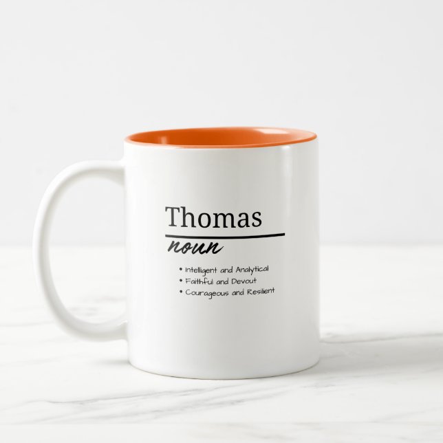 Tasse 2 Couleurs Thomas, Garçon Nom Personnalisé Définition (Gauche)