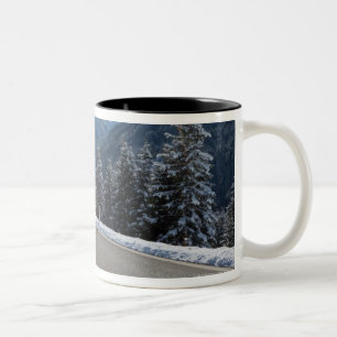 Tasse 2 Couleurs Thrugh vide idyllique de route un paysage d'hiver,