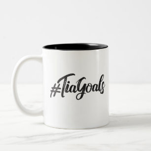 Tasse 2 Couleurs #TiaGoals, Grunge script moderne