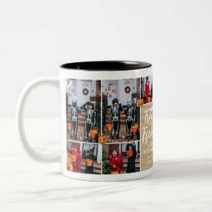 Tasse 2 Couleurs Tick Ou Treat Boo Halloween Famille Photo Collage