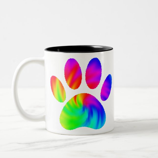 Tasse 2 Couleurs Tie Dye Chien Empreinte de patte Graphic (Gauche)