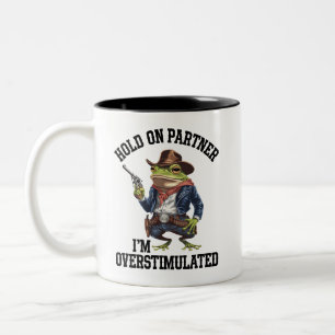 Tasse 2 Couleurs Tiens-toi partenaire je suis un cow-boy grenouille
