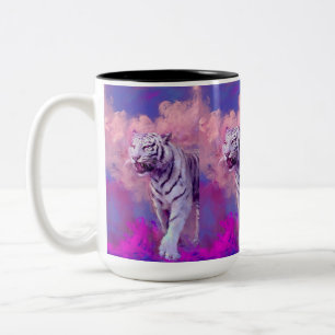 Tasse 2 Couleurs Tigre blanc dans des rêves violets
