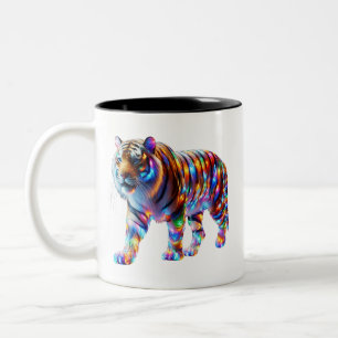Tasse 2 Couleurs Tigre coloré - Art Verre Vibrant