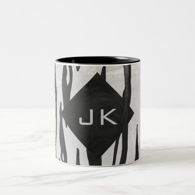 Tasse 2 Couleurs Tigre Monogramme noir et blanc (Centre)
