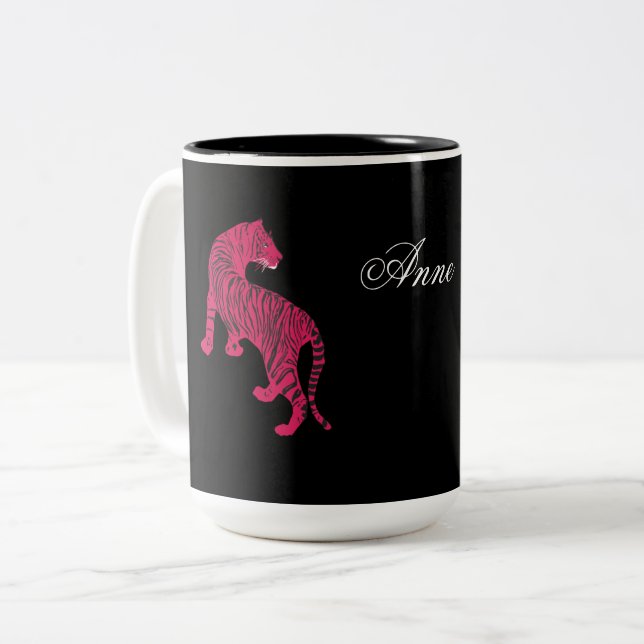 Tasse 2 Couleurs Tigre rose , Chat sauvage (Devant gauche)