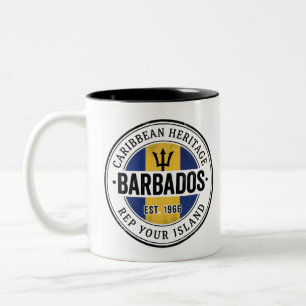 Tasse 2 Couleurs Timbre de Passeport de la Barbade Patrimoine des