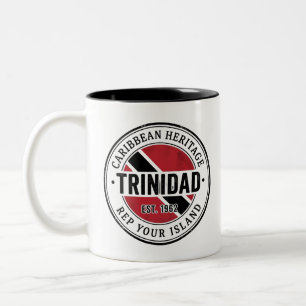 Tasse 2 Couleurs Timbre de passeport de Trinité Patrimoine caribé