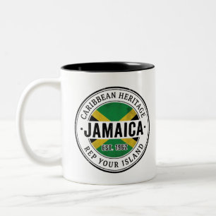 Tasse 2 Couleurs Timbre de Passeport Jamaïcain Patrimoine Caribée