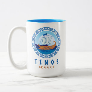 Tasse 2 Couleurs Tinos, Grèce Conception de navire grec