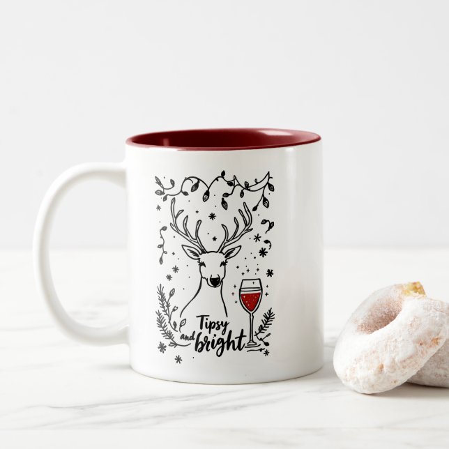 Tasse 2 Couleurs Tipsy et Bright Deer (Avec donut)