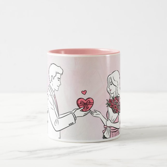 Tasse 2 Couleurs Title: First Valentine’s Day Together Personalized (Centre)