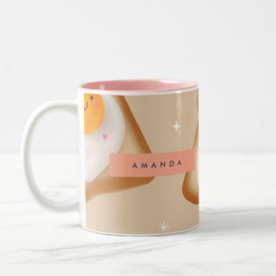Tasse 2 Couleurs Toast Smiley personnalisé et Motif d'oeufs