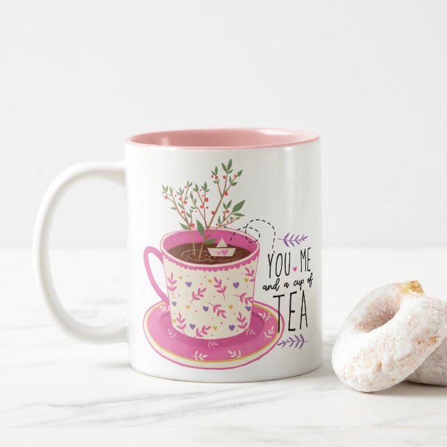 Tasse 2 Couleurs Toi Moi Et Une Citation De Thé En Coupe (Avec donut)