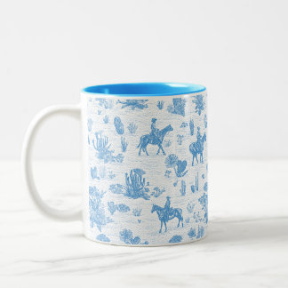Tasse 2 Couleurs Toile de cow-boy occidental Cheval Cactus Désert