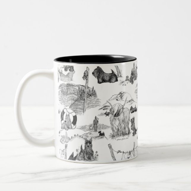 Tasse 2 Couleurs Toile noire de Terrier en ÉCOSSE (Gauche)