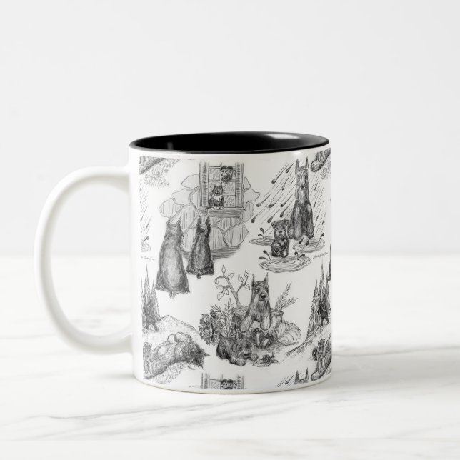 Tasse 2 Couleurs Toile noire MINI SCHNAUZER Terrier (Gauche)