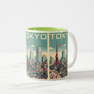 Tasse 2 Couleurs Tokyo Japon Voyage vintage cartes cadeaux magnifiq
