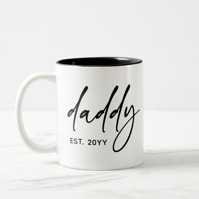 Tasse 2 Couleurs Ton papa est personnalisé | Nouveau papa Elegant T (Gauche)