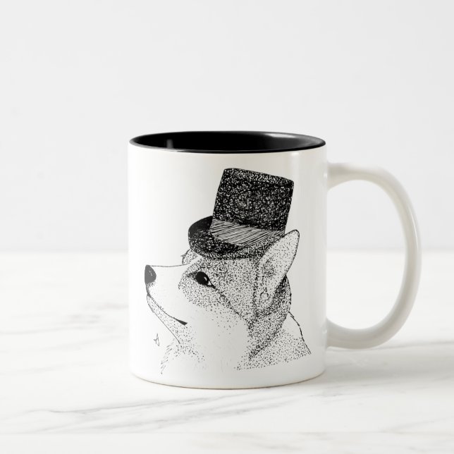 Tasse 2 Couleurs Top Hat Corgi (Droit)