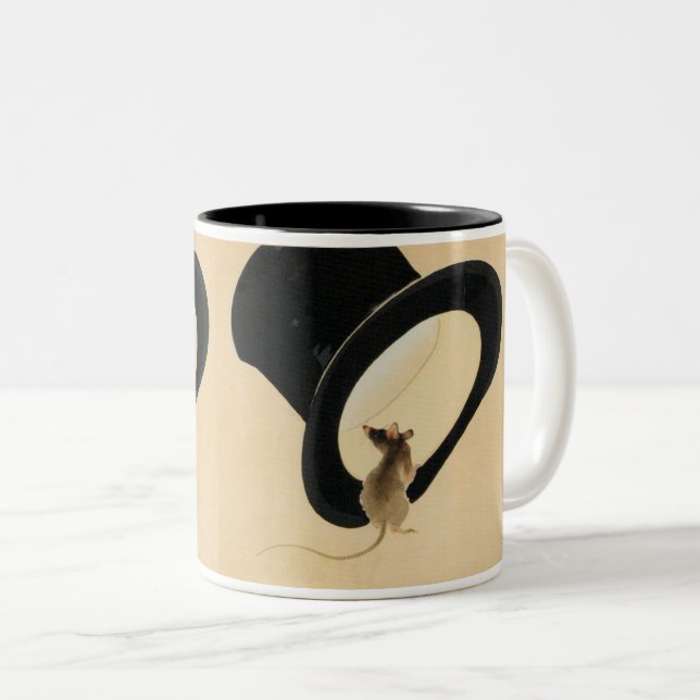 Tasse 2 Couleurs Top Hat Rat Année Zodiac chinois Anniversaire Musi (Devant droit)