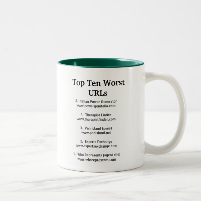 Tasse 2 Couleurs Top Ten plus mauvais URLs (Droit)