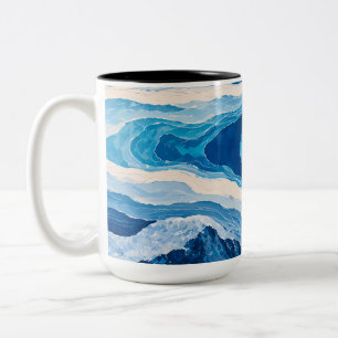 Tasse 2 Couleurs Topographie abstraite de glacier M bleu et or bico